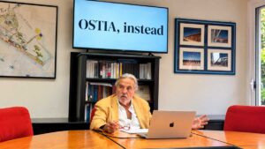 Massimo Muzzarelli di Federbalneari Roma durante la presentazione del progetto “Ostia, instead” per il litorale di Ostia