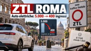 ZTL Roma, auto elettrica nel Centro Storico con calo degli ingressi da 5mila a 400 al giorno