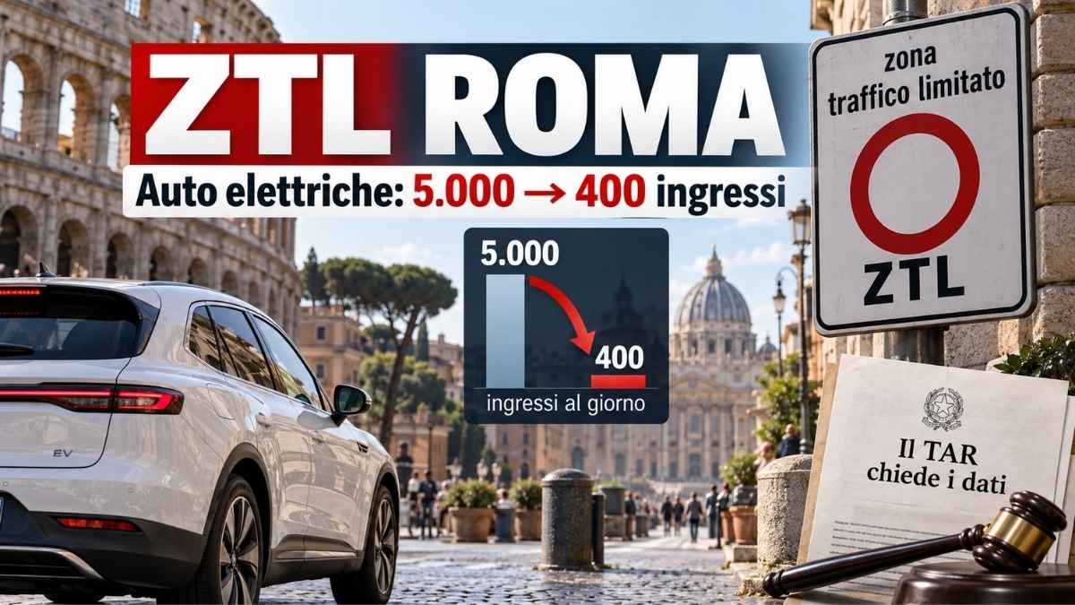 ZTL Roma, auto elettrica nel Centro Storico con calo degli ingressi da 5mila a 400 al giorno